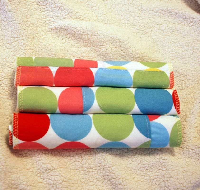 cloth wipes - family cloth - washcloths - pastel dot print