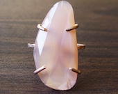 Peach Moonstone Ring ,OOAK, Gold Band