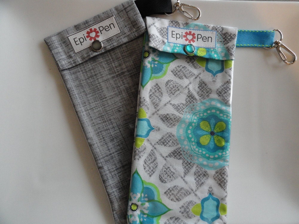 Epi Pen Cases (2 Pack) Clear Pocket Pouch with Clip Each Holds 2  Adult or Jr. Allergy Pens - 4x8 You Choose Fabric  Readers Choice Finalist