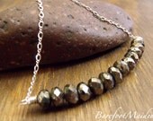 Scorpio Stone Necklace / Faceted Pyrite Stones, Sterling Silver, Mystical, Divination Stone