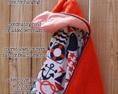 Hooded Towel for infants & toddlers - Nautical fabric