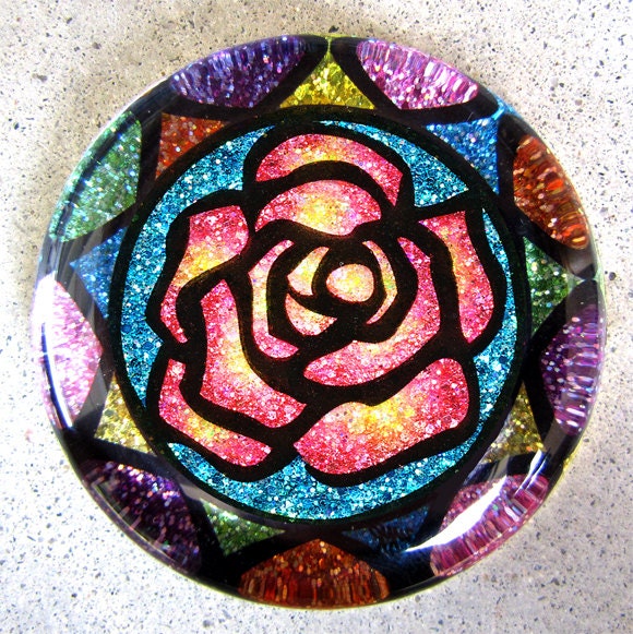 Glitter Rose Paperweight