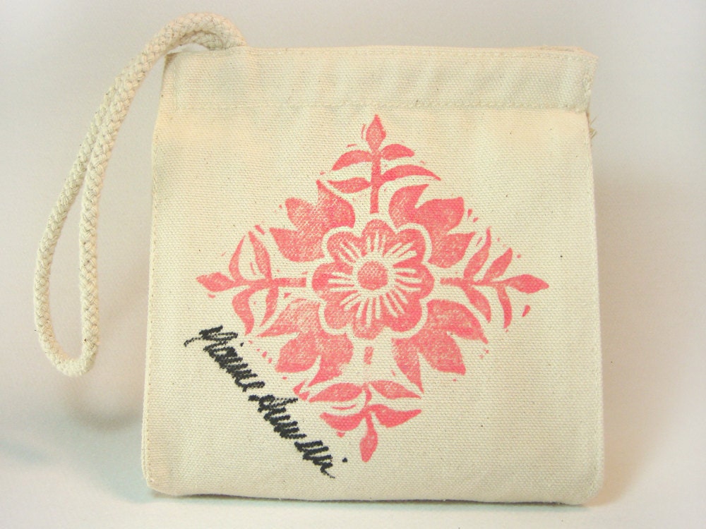 Pink Floral - Mini Snack-Size Bag - Natural Cotton