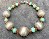 Sunstone / Chrysoprase / Sterling Silver / Bracelet