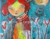 Inspirational Art - Listen To The Stars - 8x10 inch Print of a Reproduction of the Original Mixed Media Painting by Juliette Crane