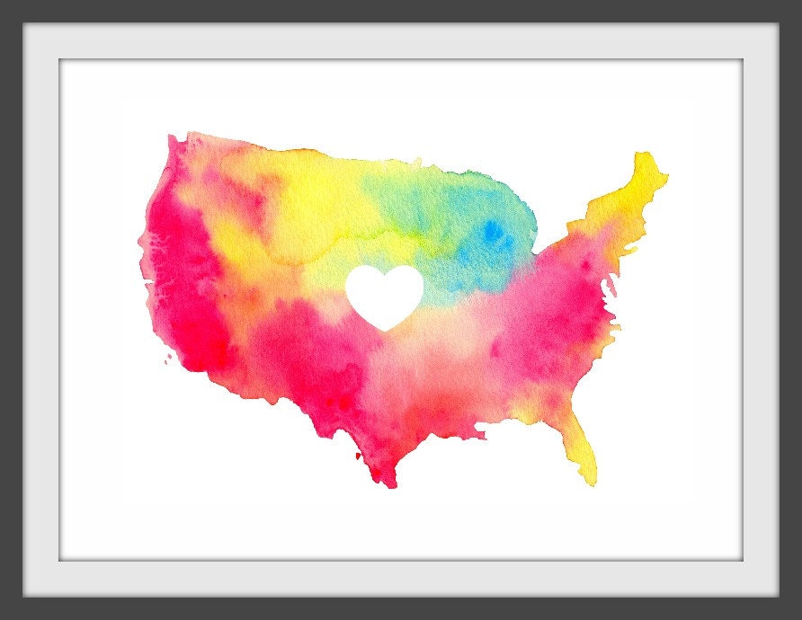 i love usa - pink, blue, yellow (8.5x11)