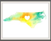 i love north carolina watercolour print (8.5 x 11)