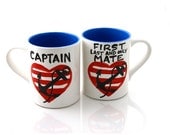 anchor mug, Mr and mrs mug set, captain and first mate, great beach wedding gift, can be personalized