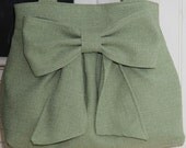 Sale---Light Sage Bow Bag / Purse w/ Double handles