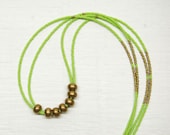 Beaded Necklace // Spring Green and Brass // Flow no3