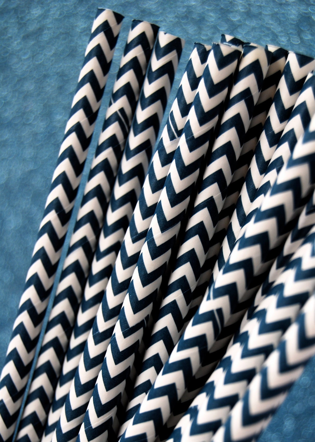 Navy Blue Chevron Zig Zag Paper Straws and PDF Printable Party Flags