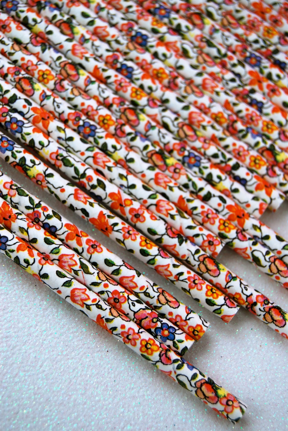 Tea Party Floral Paper Straws and PDF Printable Party Flags (25)