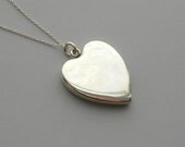 Antique Sterling Heart Locket. Large Simple Edwardian Polished Heart.