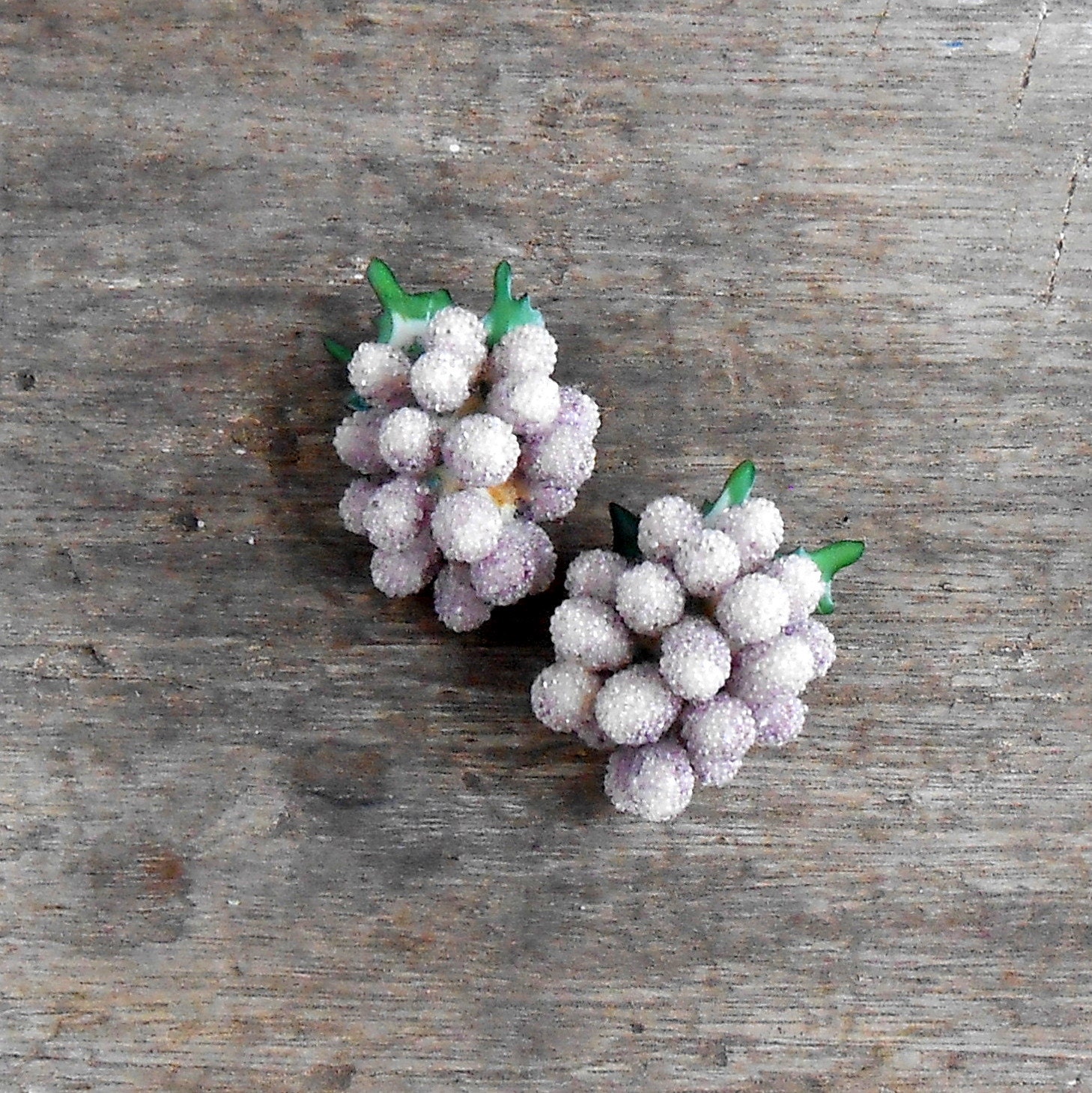 Fruit Pins Brooches. Sugared Millinery. Lilac Grapes.