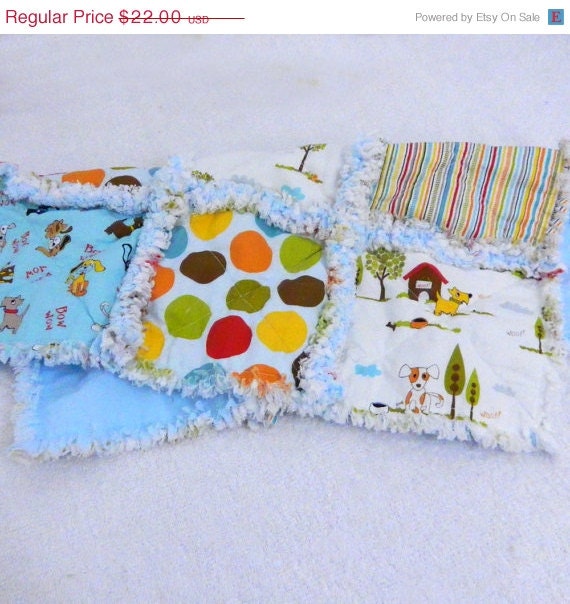 SALE Dogs Rag Baby Blanket