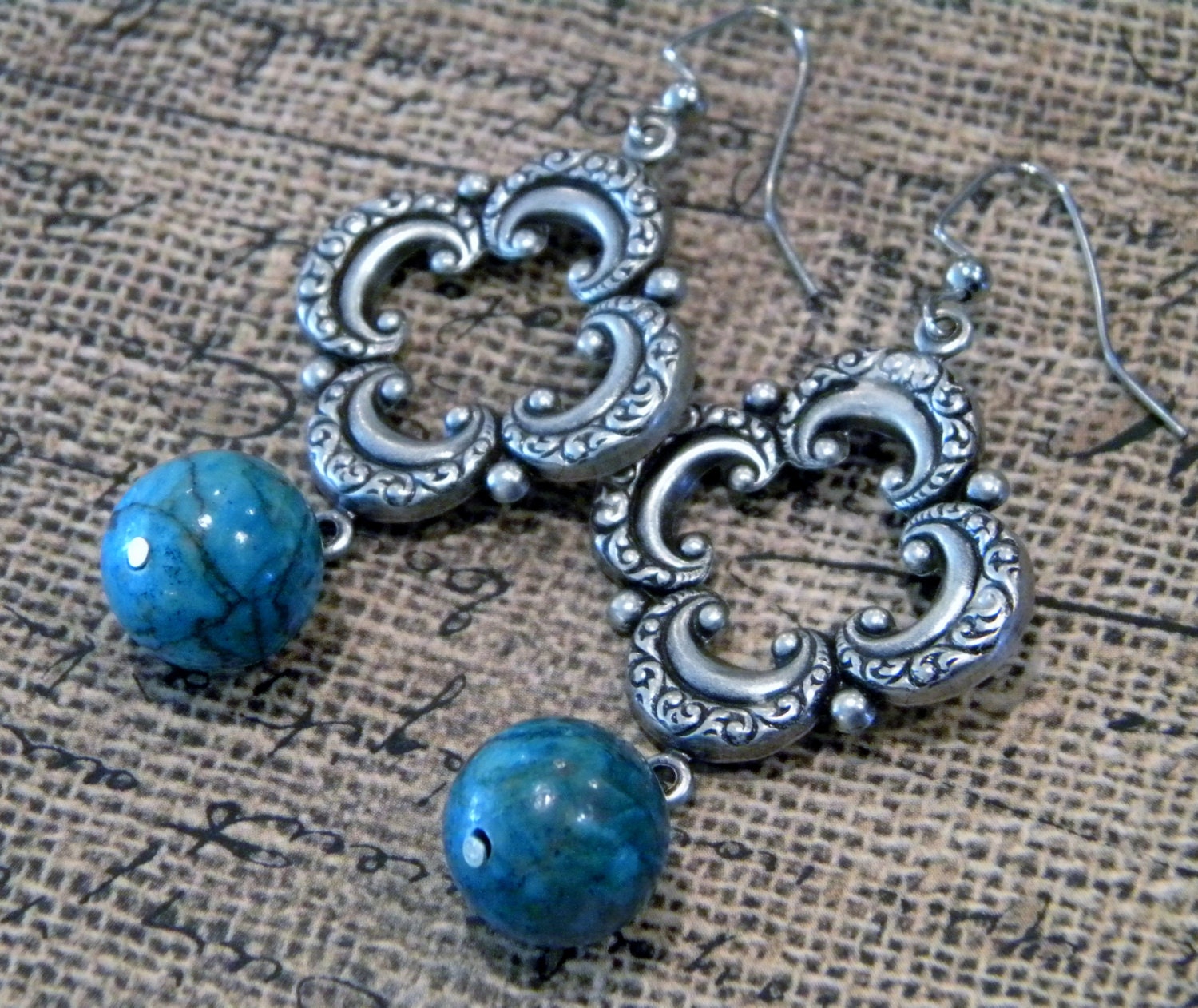 Clearance item Chunky Turquoise Jade Chandelier Earrings
