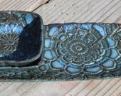 Bridges Pottery Small Rectagle Tray Set - 2 condiment cups in Blue Ready to Ship