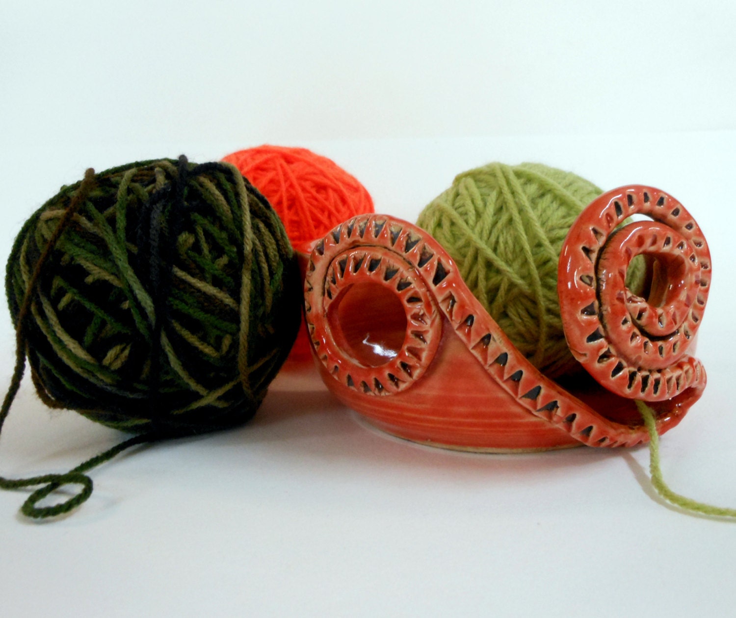 Fancy Tangerine Ceramic Yarn Bowl