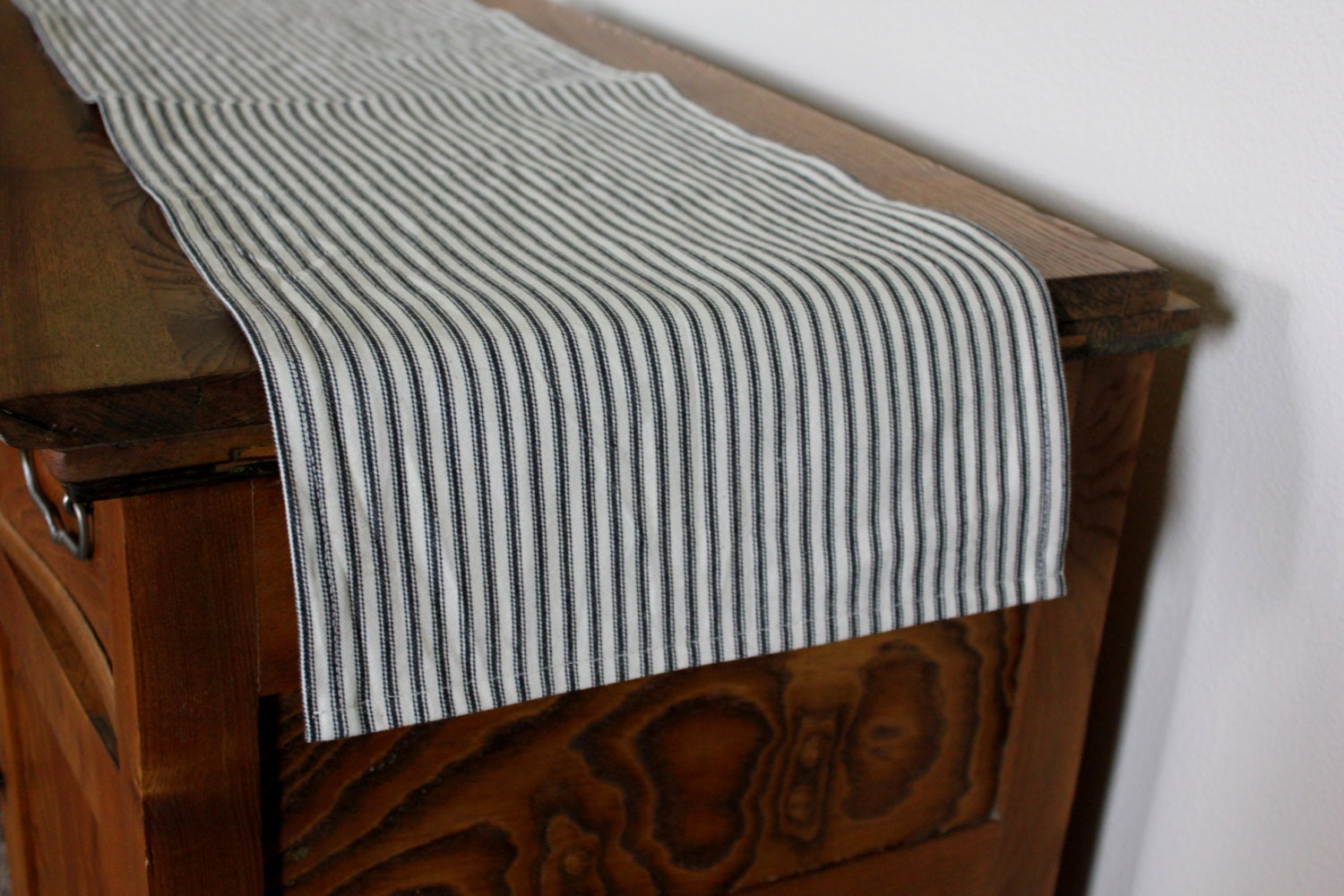 Farmhouse Table Runner -  Ticking Stripe 12" x 36" - Choose Your Color - Table Linens