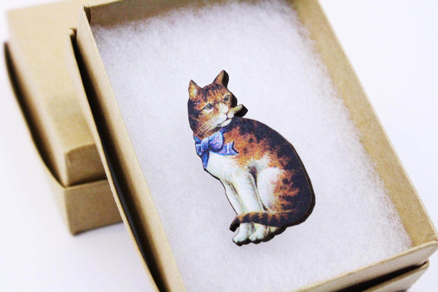 Cat Brooch Pin Wooden Wood / Cat Jewelry 30% OFF SALE