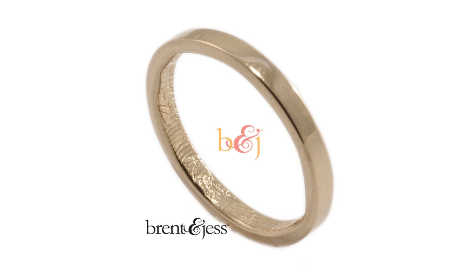 14k Rose Gold Fingerprint Ring with Wrapped fingerprint 2.5mm Size 6