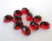 Vintage Glass Cabochon Ruby Red Transparent Oval Bombe 7x5mm gcb0733 (12)