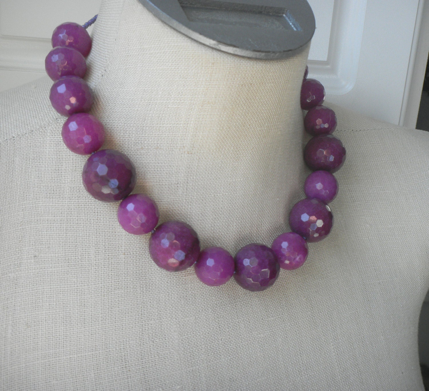 Deep berry Chunky Beaded necklace Raspberry Boysenberry Purple  Violet Bridesmaid Statement Choker