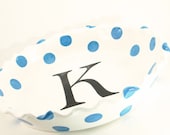 Personalized Pie Plate - Polka Dot - Monogram - Initial - Deep Dish