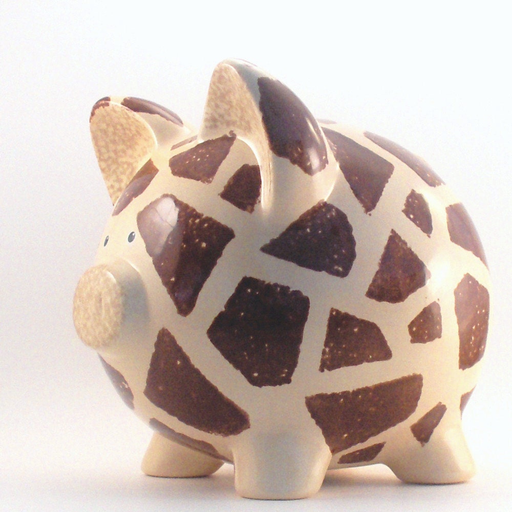 Personalized Piggy Bank - Giraffe - Ceramic - with hole or NO hole in bottom