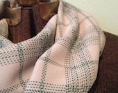 Sewstainable Handmade Vintage Green/Ivory Plaid Fabric Infinity Scarf