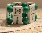 Golf Domino Bracelet - Vintage - Recycled - Green - White