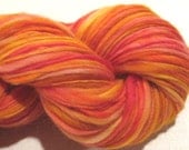 Handspun Yarn Girl On Fire 220 yds Skinny Singles yarn hand dyed falkland wool waldorf doll hair knitting supplies