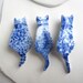 Cat Brooch - Handpainted Delft blue porcelain Brooch