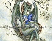 Dragon and fairy  PRINT by Amy Brown A Place to Rest