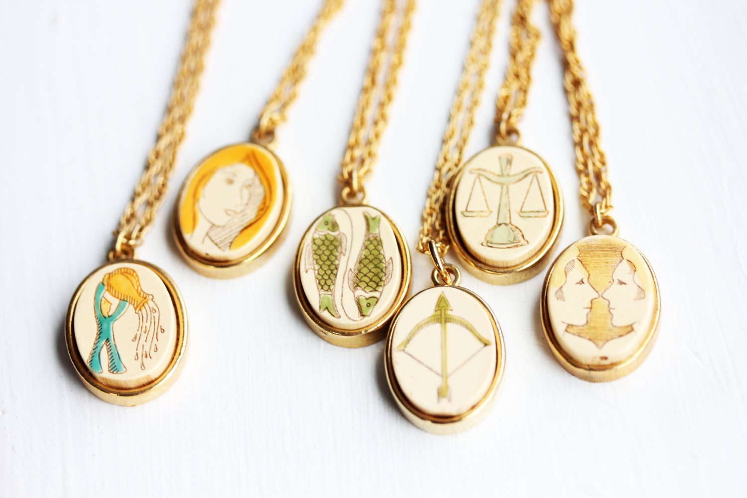 Oval Wood Astrology Necklace