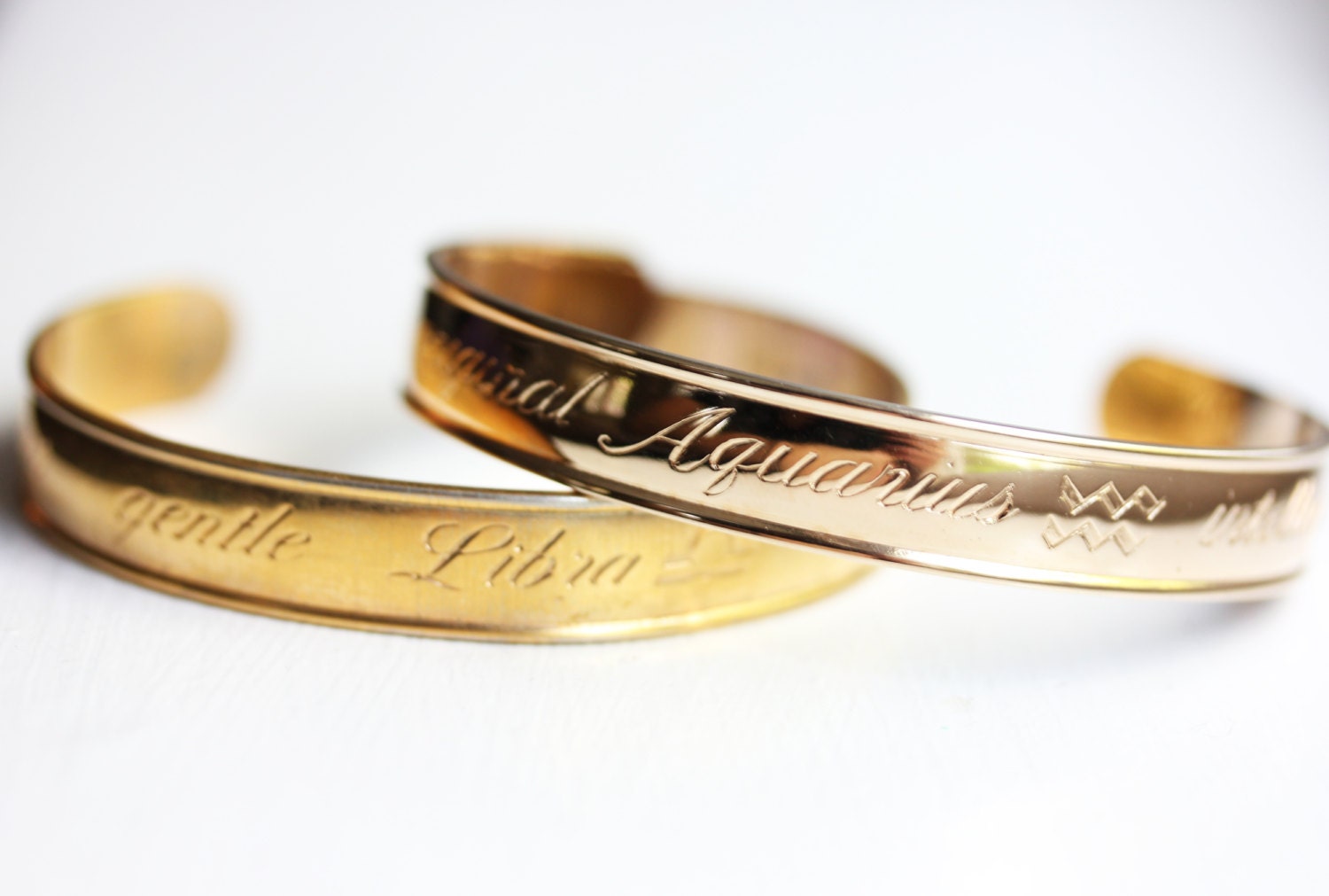 Vintage Astrology Cuff Bracelets - Libra, Aquarius, Leo, Capricorn, Gemini