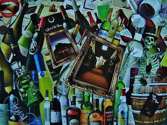 Wine & Spirits Collage (original artwork by the Foxman)
