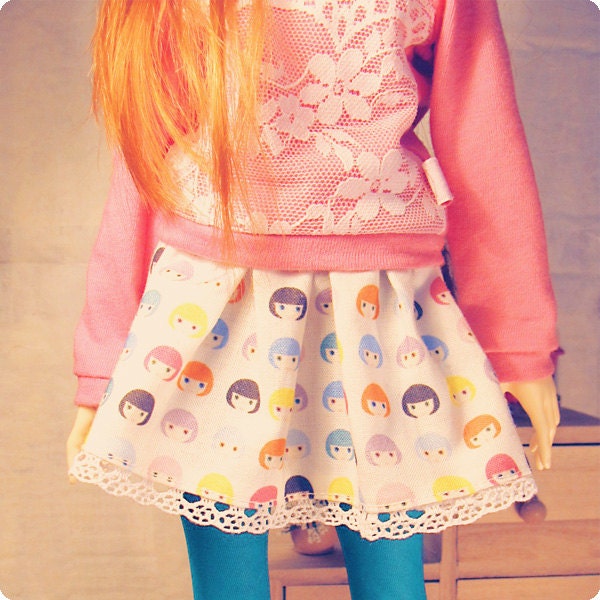 B-Doll skirt for Slim MSD, Unoa, Minifee - white