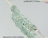 Blue Aquamarine Stack Sterling Silver Choker. For Her. March Birthday Gift.