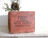 Vintage Wooden Crate / Industrial Storage / Purity Prunes / NRA