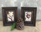 Vintage - Rustic Country Farmhouse - Wood n Barbed Wire Picture Frames - Happy Trails Fabric - Barnyard CHIC
