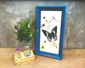 Vintage - Upcycled - Vibrant - Botanical - Floral - Butterfly Litho Print - Pressed Flowers - Funky BOHO Farmhouse CHIC