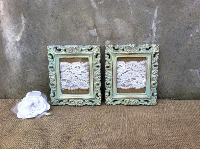 Upcycled - Vintage - Burlap n Lace - Picture Frame - Shabby Praire Farmhouse Cottage CHIC