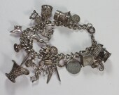 Vintage Sterling Charm Bracelet English Mechanical Historical