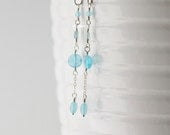 Long Turquoise Quartz, Apatite and Sterling Silver Earrings