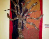 Handmade Felt Wall Art - Wisdom Tree tapestry Nuno & Wet Felted Art Piece - OOAK - One of a Kind - Eco Fiber Art - Contemporary