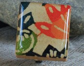 Bird of Paradise Abstract Floral Handmade Flower Scrabble Tile Art Brooch Pin Jewelry