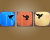 Flying Freedom - 36 x 12, Acrylic Triptych canvas PAINTING canvas, gallery wrapped and ready to hang, ORIGINAL Art