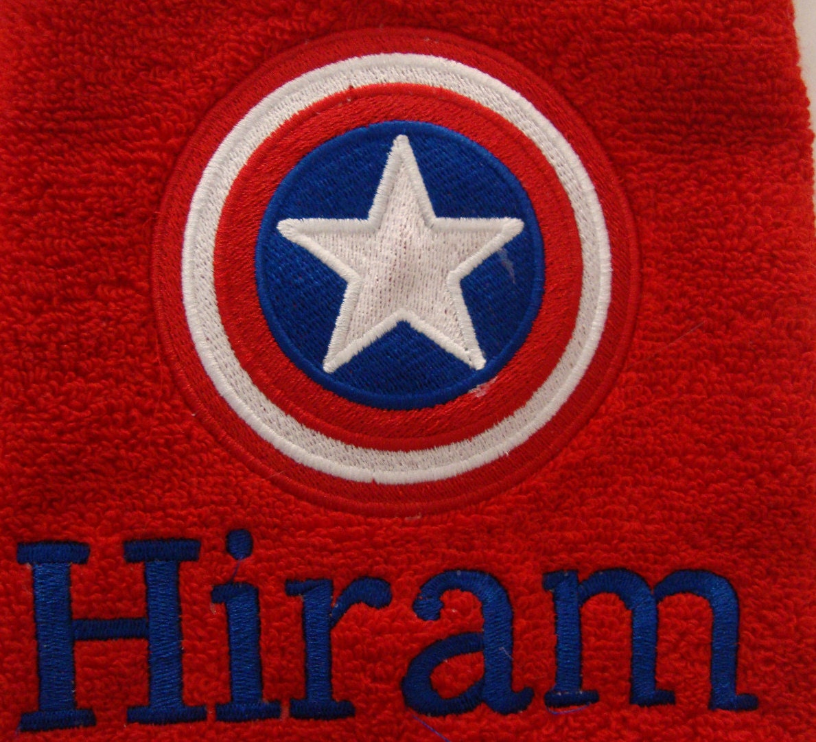Embroidered Personalized Captain America bath towel