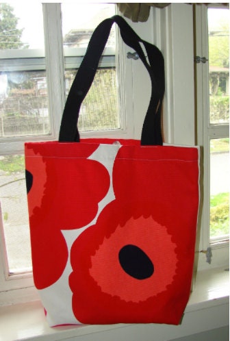 Red Poppy Big Unikko Canvas Tote Bag Purse, Big, Finland, US ship only